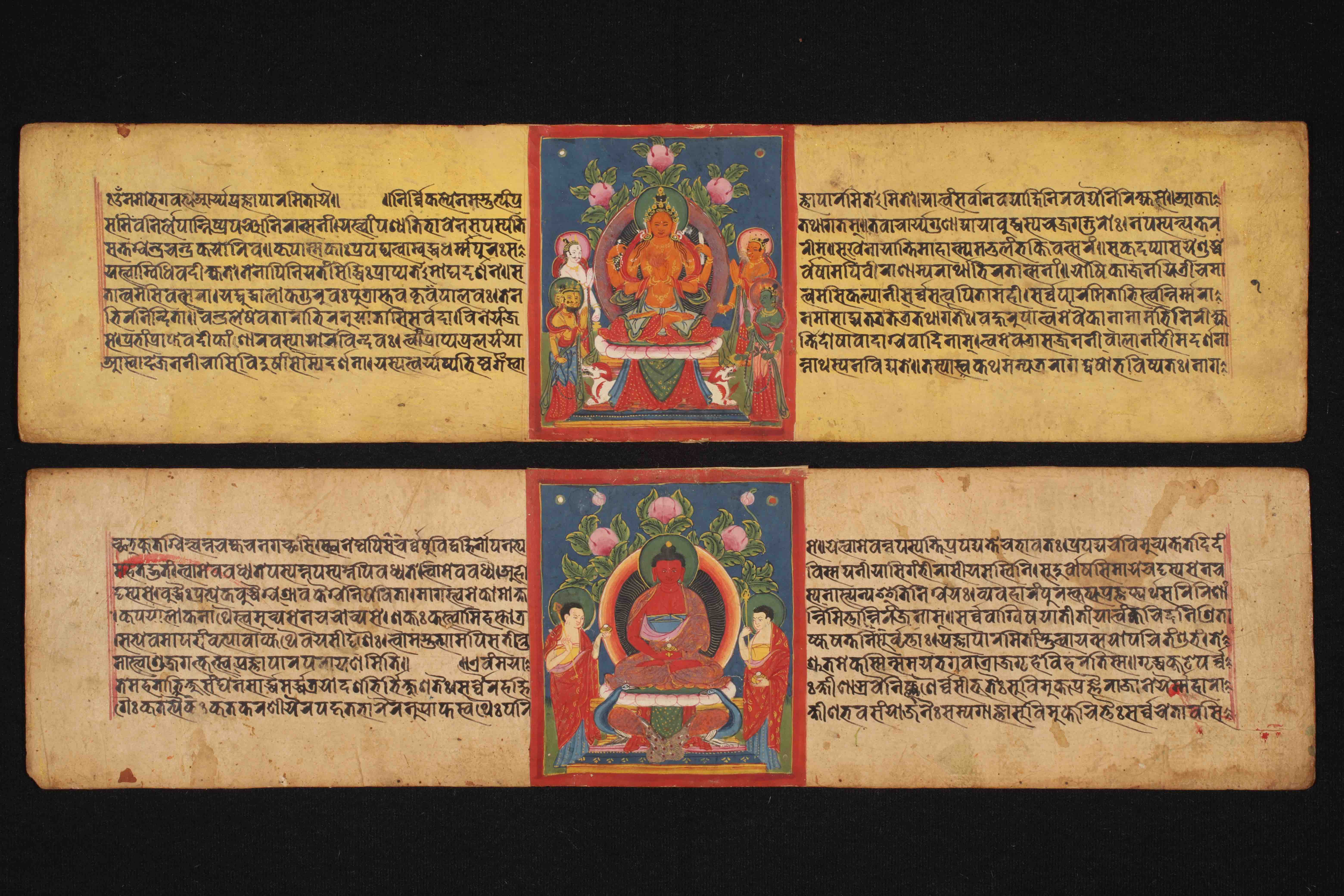 A Buddhist manuscript in the Āśā Archives, Kathmandu, Nepal, containing the Prajñāpāramitā written in Newari script on traditional Nepalese paper, dating approximately to the 18th c. (DPN 5129)